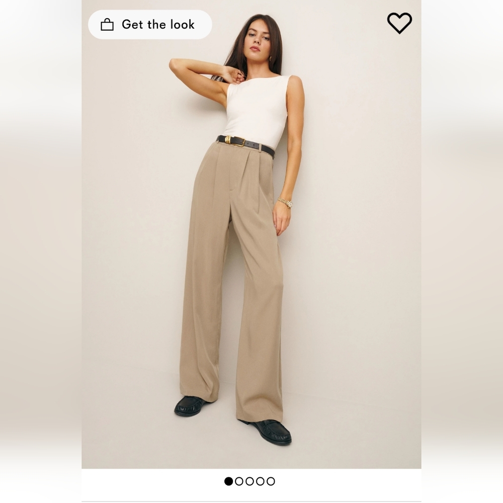 Reformation Wide Leg Pants in Beige
